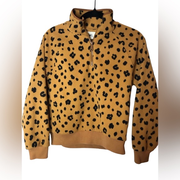 Madewell MWL Betterfleece Half-Zip Sweatshirt in Cheetah Print Size Small - Picture 1 of 7
